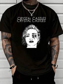 Figura artística que representa una fusión entre el rostro humano y elementos de cristal simbolizando la dualidad entre la fragilidad y la fuerza interior proyectando una energía misteriosa moderna y expresiva camiseta de hombre casual cómoda para uso diario y combinaciones urbanas - Negro - Ver 8