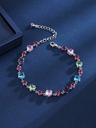 1 pieza Brazalete con forma de corazón inspirado en la naturaleza y colorido, de estilo casual y juvenil, adecuado para salidas de primavera, regalo para mujeres