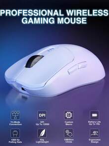 AULA SC580X Mouse, 12000 DPI, 1000Hz, 500mAh, 3 Modes (2.4GHz/Bluetooth/Wireless), Ergonomic Design, Suitable For Dota 2/Valorant/CSGO - View 6