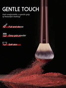 17PC Makeup Tools Set Including:15PCS Makeup Brush Set+2PCS Makeup Sponges+1pc Circular Powder Puffs - Burgundy - View 7