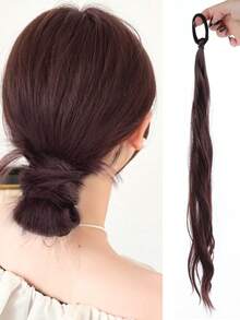 Long Wavy Synthetic Self-Winding Ponytail Hair Extensions With Elastic Rubber Band Braided Hair Bundle For Women Increase Hair - Multicolor - View 11