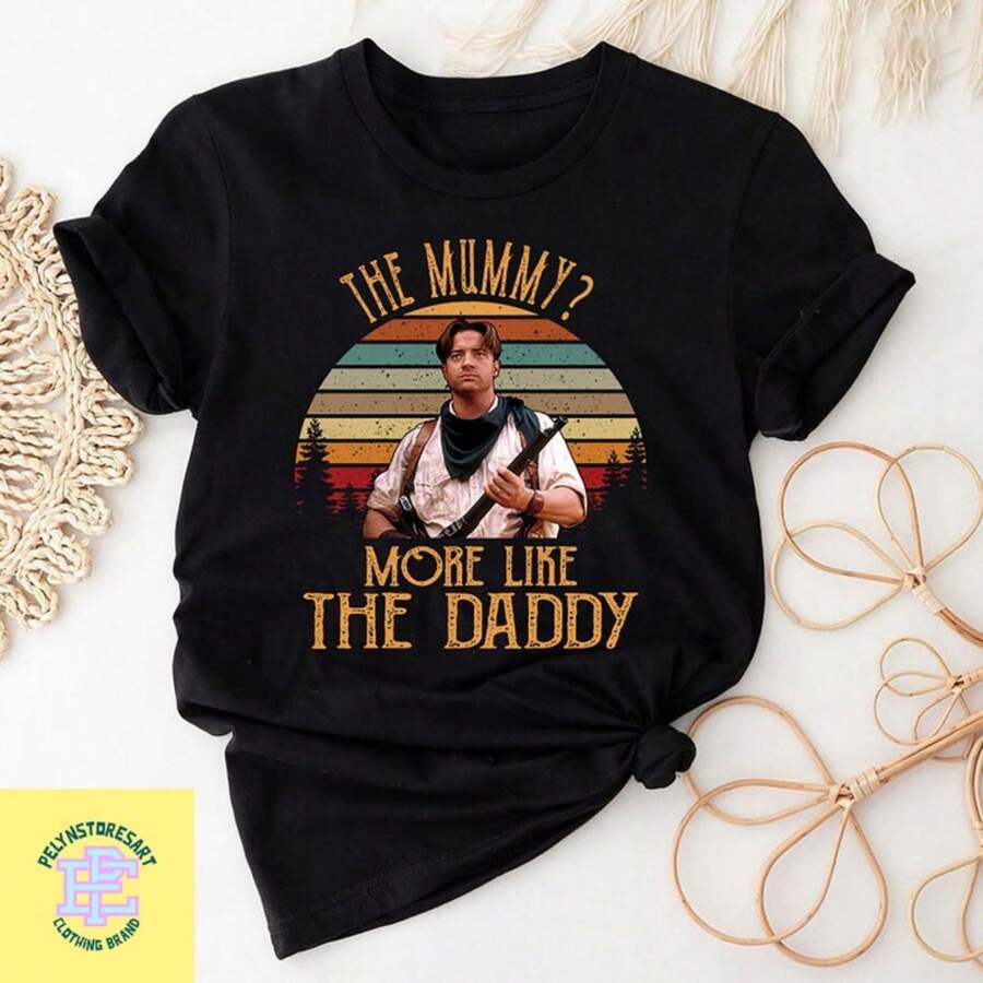 Retro La momia más como la camiseta de papá, camisa de Brendan Fraser, camisa vintage de la película de la momia, camisa de Rick O'Connell, camisa de la película de la momia - Negro - Ver 1