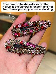 2/4/6/8/10/12 Stück Damen Luxus bunte Strass Haarspangen, BB-Clips, Pony-Clips, Seiten-Clips, Vintage eleganter Stil, Damen Haaraccessoires, geeignet für tägliche Lässig, Ausflüge, Einkaufen, Partys, Dates. - Verschiedenfarbig - Übersicht 8