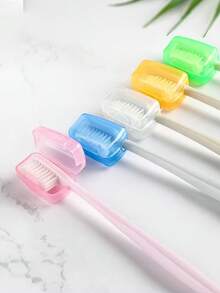 2/1pc Portable Plastic Toothbrush Holder, Modern Minimalist Waterproof Travel Toothbrush Holder, Large Capacity Toothbrush Cup With Lid, Suitable For Travel, Camping, Picnic, Bathroom, Bathroom Storage, Bathroom Decor, Travel Essentials, Travel Storage (Color/Style Random) - Multicolor - View 7