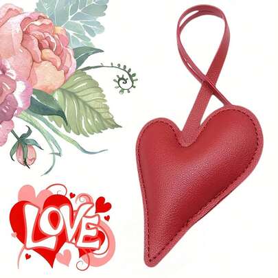 1pc Asymmetrical Heart-Shaped Faux Leather Pendant, Decorative Accessory For Bags, Cars, Keychains, Wallets, Backpacks - Cute & Fashionable Heart-Shaped Bag Charm, Suitable For Birthday, Valentine's Day, Anniversary Gifts, Multifunctional Handbag & Keychain Decor, DIY