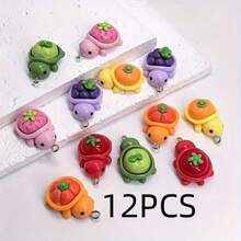 12pcs/24pcs Of New High-Quality Fashionable 3D Colorful Fruit And Floral Turtle Resin Decorations - Suitable For Jewelry, Earrings, Necklaces, And Phone Chains. Vibrant Accessory Making Supplies, Perfect Small Gifts For Friends And Family - Multicolor - View 9