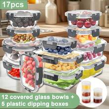 TUMATICLY 17PCS Glass Food Storage Container Set With Lids, Sealable Glass Meal Prep Containers , Microwave, Oven, Freezer, Dishwasher , Bento Box, Salad Maker, Back To School Lunch Box - 查看 9