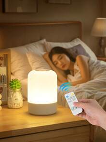 1pc LED Remote Control Night Light, Rechargeable Desk Lamp, Bedroom Bedside Lamp, Touch Sensor For Nighttime Feeding, Eye-Caring Sleep Light - White - View 2