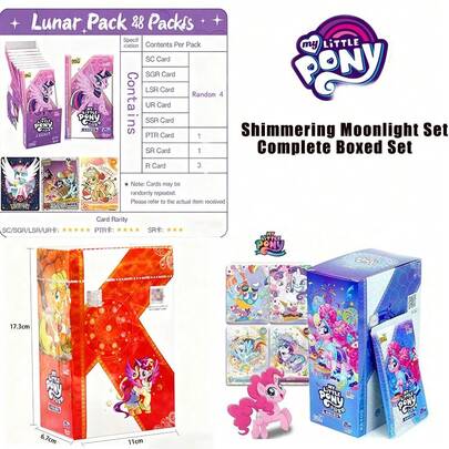 Hasbro คอลเลกชันการ์ด My Little Pony - กล่องเต็มชุด Shimmering Moon, Wave 5, ของสะสมลิขสิทธิ์แท้, ซีรีส์ Friendship Is Magic, เหมาะสำหรับงานเลี้ยงวันเกิดและการรวมตัวของเด็กผู้หญิง