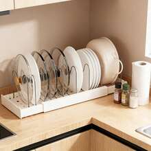 New Wok Rack, Cookware Storage Rack, Kitchen Storage Rack, Stainless Steel Countertop Pot Lid Rack, Cutting Board Rack, Vegetable Basin Rack - 白色 - 查看 2