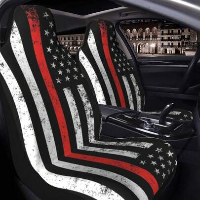 American Flag & Rose Butterfly Design Printed Universal Car Seat Covers