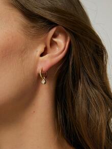 Women's Gold-Plated Clip-On Earrings, Fully Inlaid With Zirconia And Zirconia Pendant Accents, Minimalist Elegant Style, Suitable For Daily Commute And Workwear, An Ideal Gift For Fashion Enthusiasts - Gold - View 4