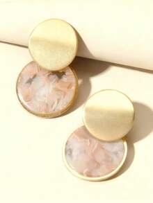 1 Pair Fashionable Round Acrylic Pendant Earrings - Yellow Gold - View 2