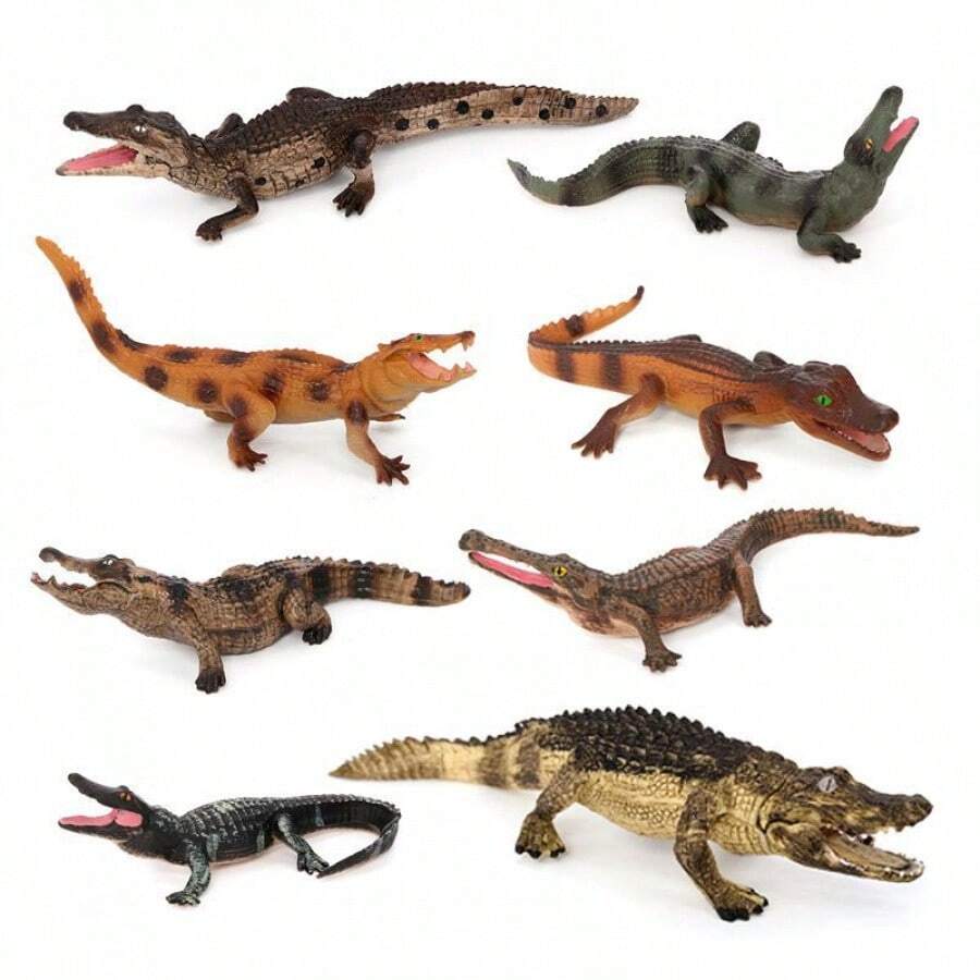 1pc Realistic Animal Crocodile Model - Siamese Crocodile, Short-Snouted Crocodile, Saltwater Crocodile, Cuban Crocodile - Educational Display - Multicolor - View 1