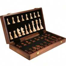 Juego de ajedrez profesional plegable, empaquetado en elegante caja de regalo, juego de mesa portátil adecuado para ajedrez y damas, simula 33 escenarios diferentes - Multicolor - Ver 2