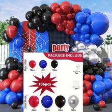 106 Stück rote, blaue, silberne, schwarze Ballon Kranz Bogen Set, königsblau, rot, silber, schwarz Latex Ballons, für Geburtstage, Babypartys, Abschlussfeiern, Volljährigkeitsfeiern, Unabhängigkeitstag Dekoration, Heimdekoration - Übersicht 6