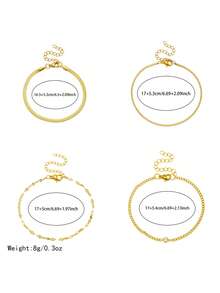 一套时尚简约四件套链式手链，镶嵌钻石，镀金不锈钢材质，百搭手饰套装，适合日常佩戴 - 鏈條 - 查看 6