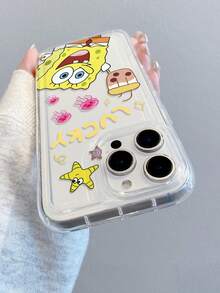 SpongeBob SquarePants 1pc Fashionable Creative Cartoon SpongeBob Jellyfish Star Pattern Perforated Airbag Shockproof Phone Case Compatible With Samsung/Compatible With IPhone 17/16/15/14/13/12/11 Pro Max/12 Pro/14 Plus And Other Models - Multicolor - View 4