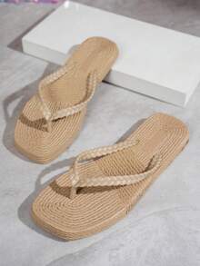 Sandal Jepit Datar Wanita, Sandal Pantai Serbaguna dan Nyaman untuk Musim Panas, Cocok untuk Pantai dan Resor - Khaki - View 5