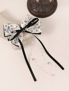 Fashionable, Cute & Elegant Bow Hair Clips, Suitable For Parties, Graduations, Daily Wear, Versatile Bow Design - Black and White - View 8