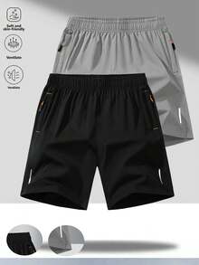 男士夏季运动短裤，简约休闲风格，弹性腰带不勒腰，拉链口袋方便存放个人物品，亲肤面料，适合男士健身、慢跑、户外活动、日常休闲穿着，舒适百搭的5英寸短裤 - 彩色 - 查看 13