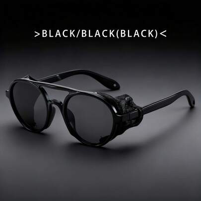一副时尚朋克风装饰双梁眼镜，复古独特