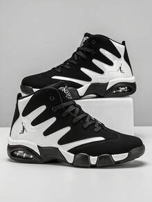 AoPlus Light Business Color Fabric Spliced PU Upper Rebound Pressure-Relief Rubber Sole Men's Weekend Business Gathering Versatile Casual Sneakers For Men - 黑與白 - 查看 8
