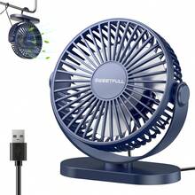 Sweetfull Mini Desktop Electric Fan, 3-Speed Adjustable/USB Cable Powered/With Hook/Suitable For Spring And Summer Use, Applicable For Study, Bedroom, Living Room, Office, Lounge - USB Powered Version - View 15