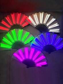 1pc 10-Inch LED Atmosphere Prop Illuminated Fan, Rave Fan For Electronic Music Festival, Party, Performance, Masquerade Ball, Wedding, Bachelor Party, Costume Play Party Decoration - Multicolor - View 11