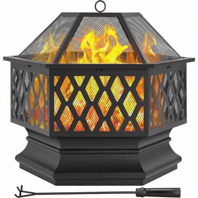 Fire Pit Heavy Duty Fire Bowl Large Fire Pit With Mesh Poker