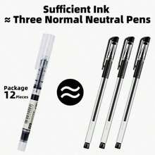 Bộ 5/12 bút mực lỏng khô nhanh, ngòi 0.5mm, mực đen/đỏ, vật dụng không thể thiếu cho trường học/văn phòng, món đồ tuyệt vời cho mùa tựu trường. - Tròn - Xem 5
