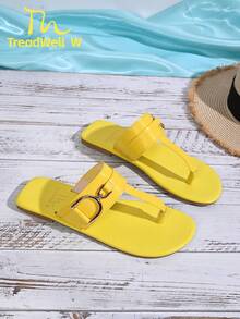女士凉鞋，新款时尚女鞋，女士人字拖，黄色时尚女鞋，优雅女鞋，女士人字拖凉鞋 - 黃色 - 查看 7