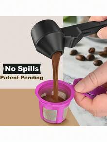 1 pieza Cuchara de café multifuncional y creativa con mango largo, cuchara de café redonda de gran capacidad y a prueba de fugas, para hacer café - Multicolor - Ver 6