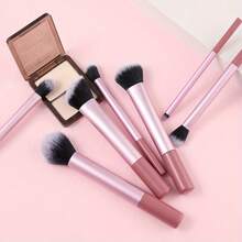 7pcs Pink Professional Makeup Brush Set, Including Blush Brush, Powder Brush, Concealer Brush, Eyeshadow Brush, Full Makeup Tools, Great For Travel And Gift - Pink - View 4