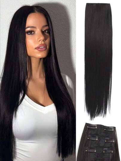 20英寸女士发夹套装（3个发夹/套），适合长直发，轻便易戴，适合日常使用，女士接发。