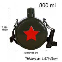 Aimall Outdoor Expansion Red Five Star Flat Water Bottle Student Camping 304 Stainless Steel Backpack Portable Summer Camp Wine Pot - Green - View 8
