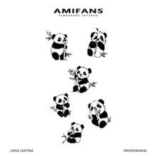 AMIFANS 可爱熊猫图案半永久纹身贴纸，可持续1-2周，持久耐用，果汁纹身，逼真纹身，浪漫纹身，防水，逼真纹身效果，独特设计，水果纹身，植物纹身 - 黑色 - 查看 5