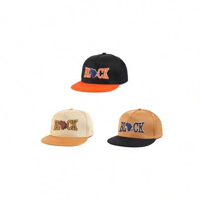 1顶字母刺绣涤纶防紫外线嘻哈帽，男女通用时尚休闲运动棒球帽，适合所有季节