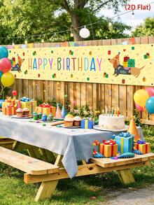 1件彩色腊肠犬生日横幅，生日挂旗，生日男孩，生日派对背景装饰，房间装饰，婴儿派对用品，户外生日装饰，儿童房装饰，生日拍照道具，狗狗主题派对装饰，家居装饰，婴儿派对装饰，性别揭晓派对，生日派对礼物，墙面装饰 - 臘腸狗生日 - 查看 3