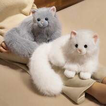 Realistic Plush Gray Kitten Doll, Soft Stuffed 3D Cat Doll, Cute & Comfortable Plush Doll, Suitable For Children, Can Be Used As Desktop Decor, Birthday Gift For Boys And Girls, Easter And Valentine's Day Gift, Girlfriend Sleeping Pillow - Multicolor - View 4