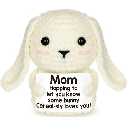 1件迷你妈妈礼物，来自女儿和儿子的可爱手工钩织兔子，充满正能量，趣味十足，表达对妈妈、妻子、继母的感激之情，生日礼物……