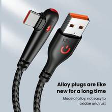 Cable de datos trenzado de nailon sin enredos, cable de datos USB tipo C con ángulo de 90 grados, cable de carga rápida de 120W USB C con ángulo adecuado para dispositivos de juegos, regalo del Día de la Mujer, celebración de cumpleaños - Multicolor - Ver 5