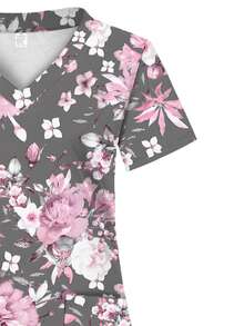 2 Pocket Women's Scrub Top, Soft, Breathable, Practical Uniform Shirt For Healthcare Professionals - Scrub Shirt, Suitable For Hospitals, Dental Clinics, Salons And Institutions, Nurse Workwear, Nursing Uniform Vacation - Multicolor - View 3