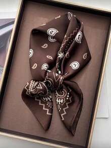 1 chiếc khăn vuông sang trọng dành cho nữ, có thể dùng làm băng đô, khăn choàng, khăn quàng cổ hoặc khăn trùm đầu. - Cà phê nâu - Xem 3