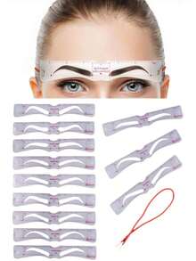 12pcs Silicone Connected Eyebrow Stencil Kit, Beginner Eyebrow Shaping Template, OPP Bag Packaging - Multicolor - View 1