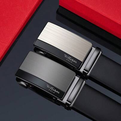 WilliamPOLO Men's Business Leather Belt, Adjustable Faux Leather Strap, Gift For Boyfriend/Father