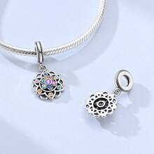 1Pc Silver Plated Lotus Collection Colored Spiritual Lotus Yoga Pendant Suitable For Bracelet Necklace Diy Jewelry Making Beads Charm Jewellery Unique Gift For Friend Family - Silver - View 4