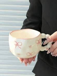 1个300毫升陶瓷咖啡/热巧克力杯，大容量早餐牛奶杯，水墨花卉图案，返校季 - 多選 - 查看 11