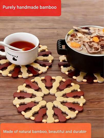 Heat Insulation Pad, Bowl Mat, Table Mat, Cup Mat, Pot Pad, Plate Pad, Bamboo Mat, Heatproof And Heat-Resistant Dining Mat For Home Use