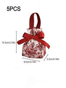 1/5/10个装红色花朵婚礼糖果布袋，ins风手提糖果袋，婚礼纪念品，订婚礼物糖果袋，高端糖果袋，情人节礼物包装袋，带蝴蝶结和珍珠的纪念礼品袋。适用于婚礼、婚宴、派对和聚会、母亲节礼物、妇女节礼物。 - 彩色 - 查看 9